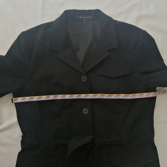 Theory Caprino Black 3 Button Blazer Jacket with Self Tie Belt 12 - Picture 15 of 16
